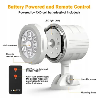 ASOFTY LED Lamp Bewegingsmelder Batterij Afstandsbediening IP65 — miniatuur 5