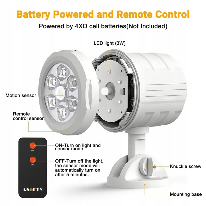 ASOFTY LED Lamp Bewegingsmelder Batterij Afstandsbediening IP65 — foto 5