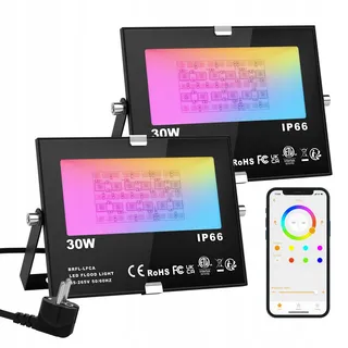 CHANGM LED RGB Schijnwerper Bluetooth Waterdicht 2 Stuks 30W IP66 — miniatuur 1