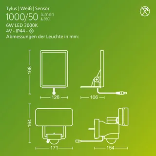 PHILIPS Tylus Solarlamp met Sensor Buiten Wit 3000K 1000lm — miniatuur 3