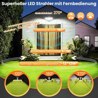 MEIKEE LED Schijnwerper Bewegingsmelder Afstandsbediening Tuin 70W IP66 — miniatuur 2