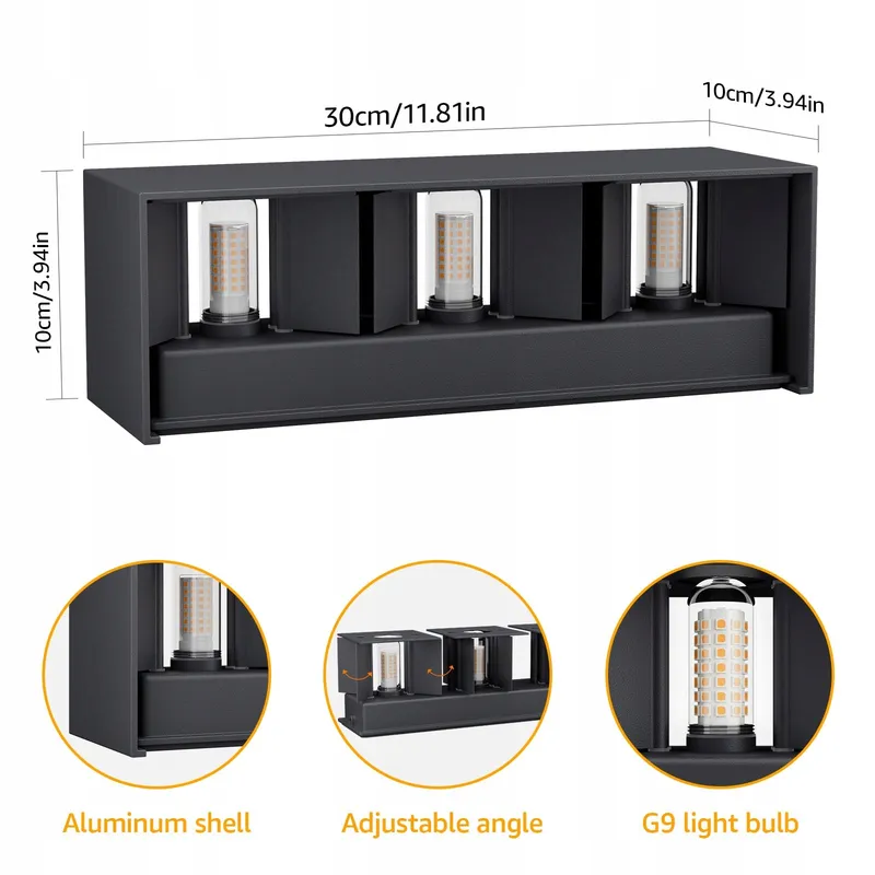 KLIGHTEN LED Wandlamp Binnen Buiten Verstelbaar Antraciet 27W — foto 2