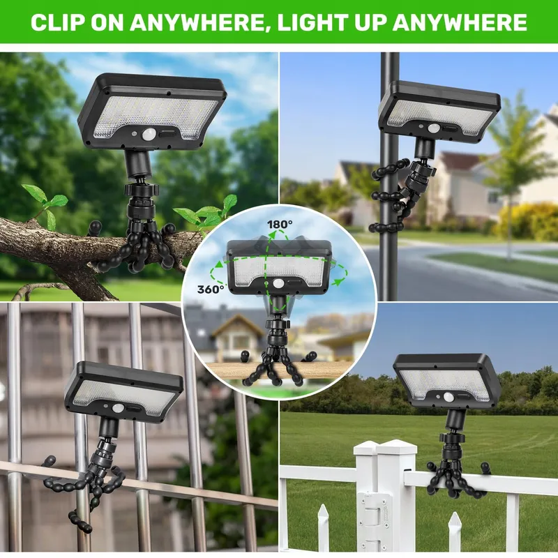 LEKIA Solarlampen Bewegingssensor Flexibel Statief Clip 2 Stuks — foto 3