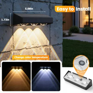 NIORSUN Solar Buitenlamp Tuin Terras 8 Stuks IP65 — miniatuur 4