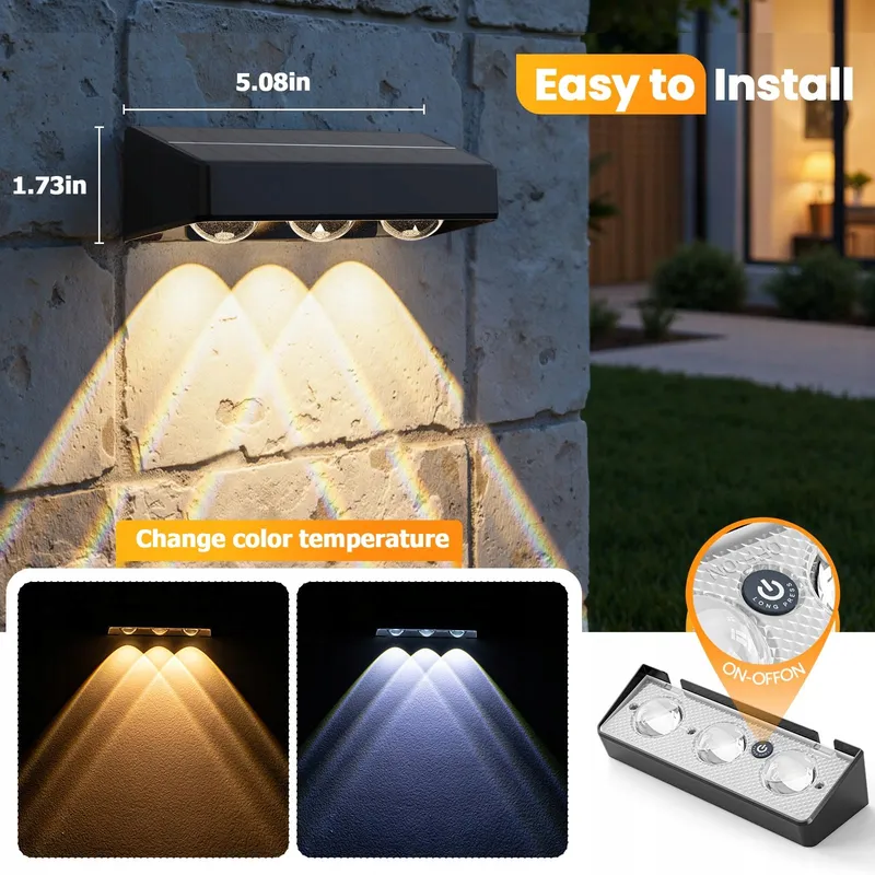 NIORSUN Solar Buitenlamp Tuin Terras 8 Stuks IP65 — foto 4