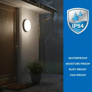 ANWIO Ronde LED Wandlamp Binnen Buiten Zwart 14W IP54 — miniatuur 2