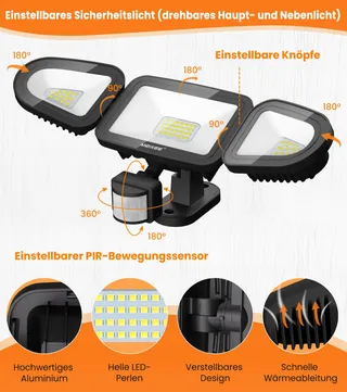 MEIKEE LED Schijnwerper Bewegingssensor Waterdicht Verstelbaar 42W IP66 — miniatuur 6