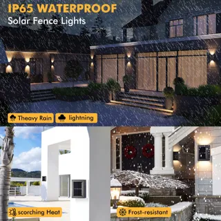 YUNYODA Solar LED Buitenlampen Waterdicht Tuin 4 Stuks IP65 — miniatuur 2