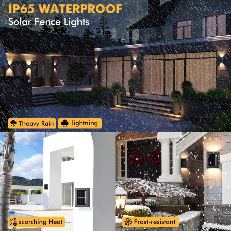 YUNYODA Solar LED Buitenlampen Waterdicht Tuin 4 Stuks IP65 — foto 2