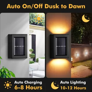 YUNYODA Solar LED Buitenlampen Waterdicht Tuin 4 Stuks IP65 — miniatuur 5