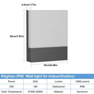 KLIGHTEN LED Buitenwandlamp Waterdicht Tuin 2 Stuks 24W IP65 — miniatuur 3