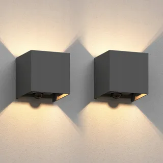 LEDSCOMDE Set 2 Wandlampen CUBEL Bewegingssensor Buiten LED IP65 — miniatuur 1
