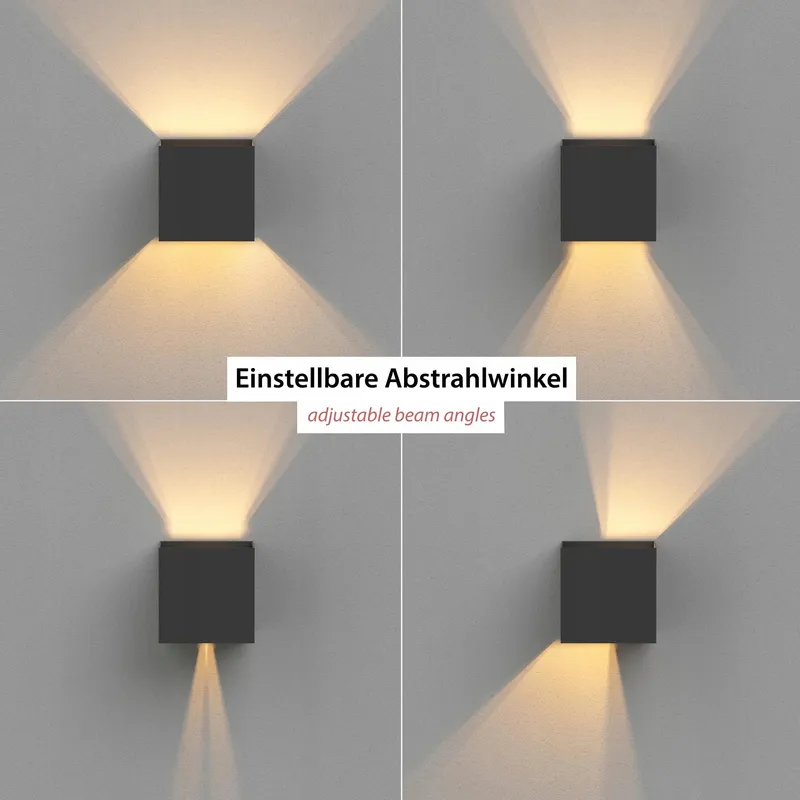 LEDSCOMDE Set 2 Wandlampen CUBEL Bewegingssensor Buiten LED IP65 — foto 3
