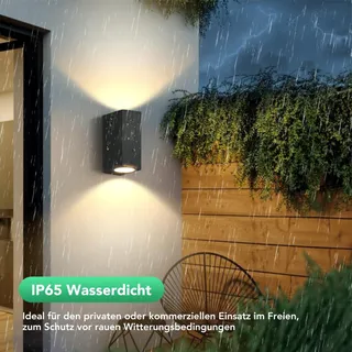 BENMA Buitenwandlamp Waterdicht Tuin Zwart 2 Stuks 10W IP65 — miniatuur 4