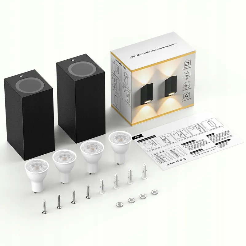 BENMA Buitenwandlamp Waterdicht Tuin Zwart 2 Stuks 10W IP65 — foto 6