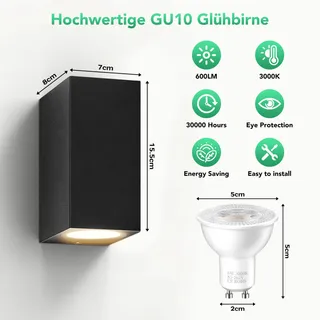 BENMA Buitenwandlamp Waterdicht Tuin Zwart 2 Stuks 10W IP65 — miniatuur 3
