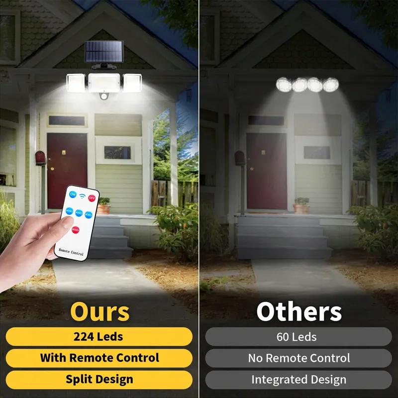 CISSIYO Solarlamp Bewegingssensor Afstandsbediening Tuin Terras 224 LED — foto 5