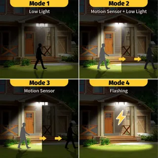 CISSIYO Solarlamp Bewegingssensor Afstandsbediening Tuin Terras 224 LED — miniatuur 3