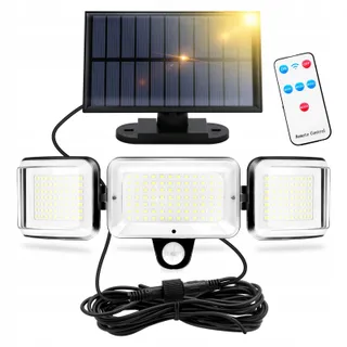 CISSIYO Solarlamp Bewegingssensor Afstandsbediening Tuin Terras 224 LED — miniatuur 1