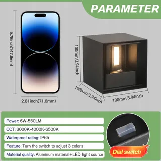 WISDOM LINE LED Lamp Verstelbare Kleur 3 Standen Slaapkamer 2 Stuks IP65 — miniatuur 2