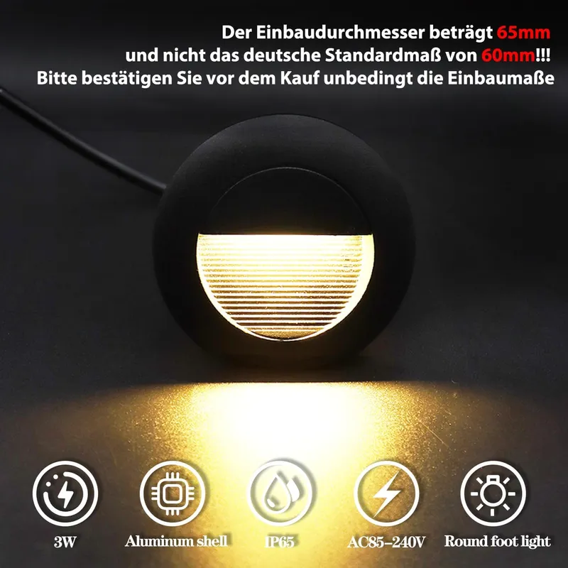 FWOCHE LED Trapverlichting Wand Waterdicht Warmwit 8 Stuks IP65 — foto 2