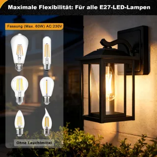WONDLUMI Set 2 Buitenlampen E27 Zwart Metaal IP44 Terras — miniatuur 5