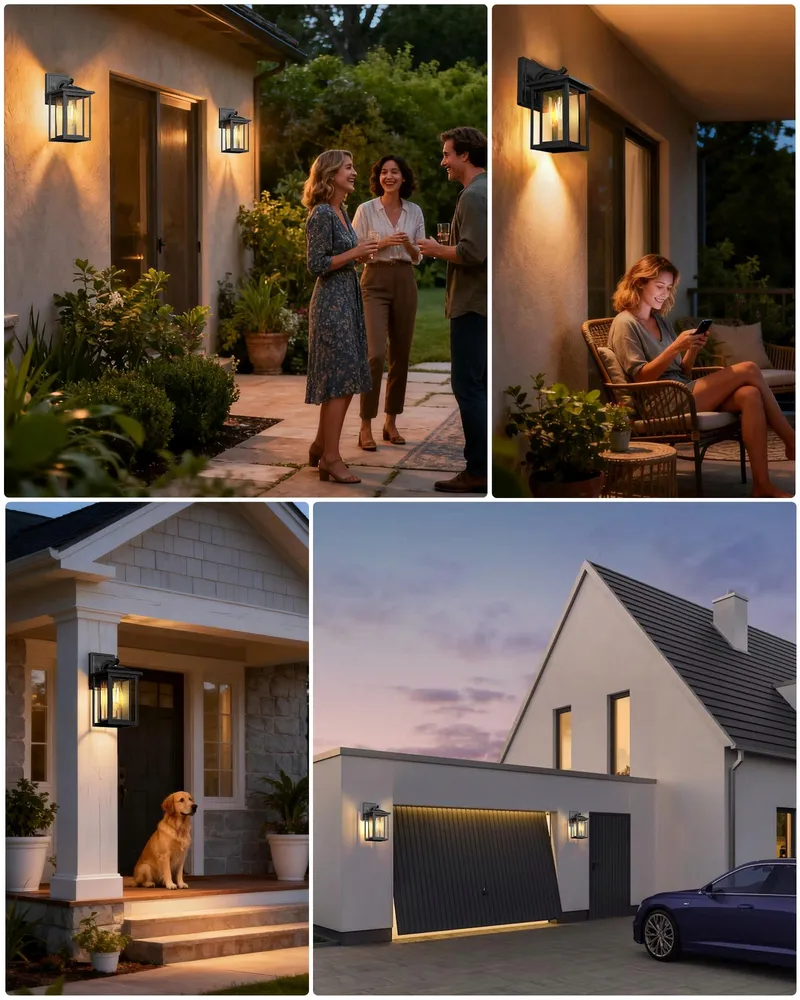 WONDLUMI Set 2 Buitenlampen E27 Zwart Metaal IP44 Terras — foto 6