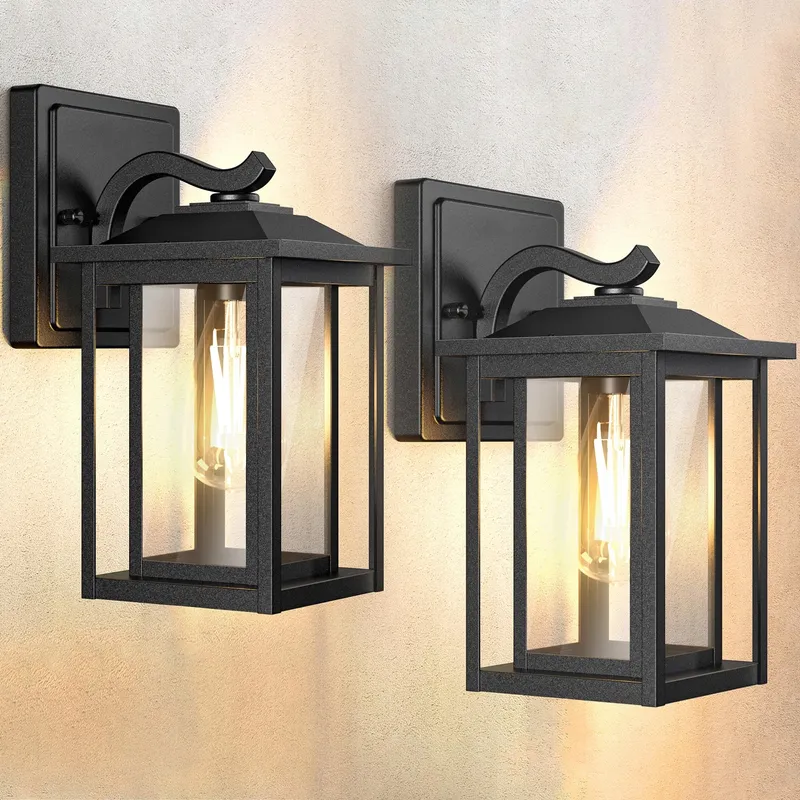 WONDLUMI Set 2 Buitenlampen E27 Zwart Metaal IP44 Terras — foto 1