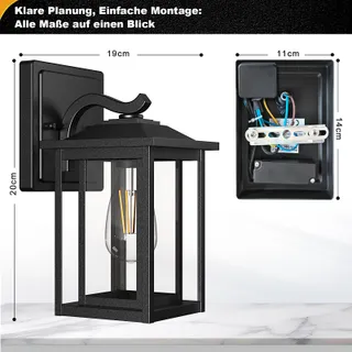 WONDLUMI Set 2 Buitenlampen E27 Zwart Metaal IP44 Terras — miniatuur 4
