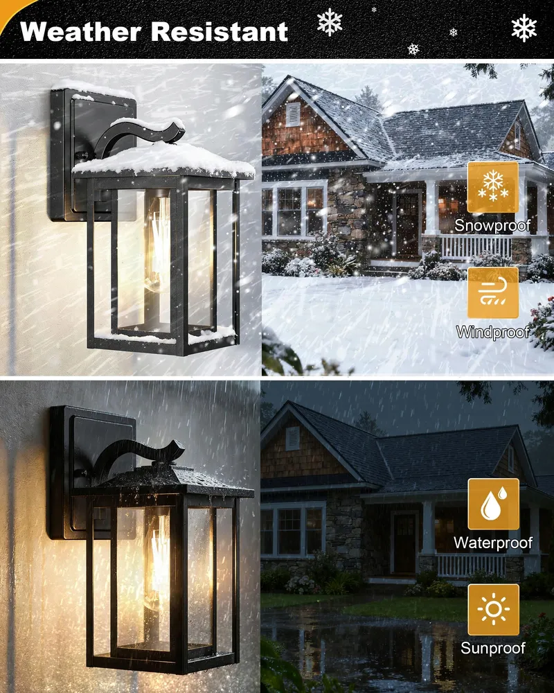 WONDLUMI Set 2 Buitenlampen E27 Zwart Metaal IP44 Terras — foto 2