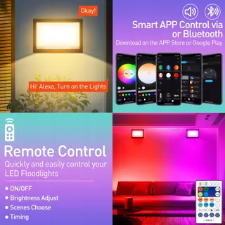 T-SUNUS RGB LED Schijnwerper App Afstandsbediening 60W IP66 — miniatuur 3