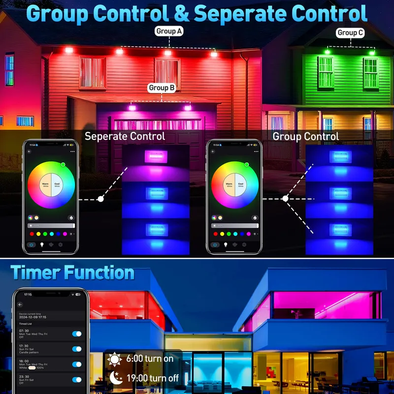 T-SUNUS RGB LED Schijnwerper App Afstandsbediening 60W IP66 — foto 4
