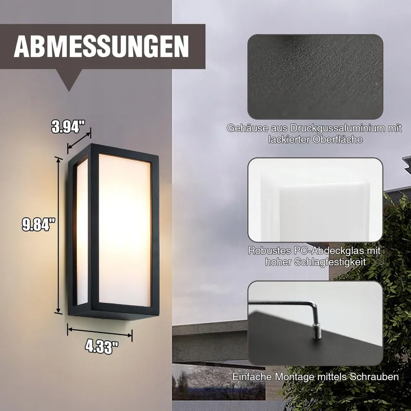 ARANZYEC Aluminium Buitenlamp Waterdicht Tuin Terras IP54 E27 — foto 4