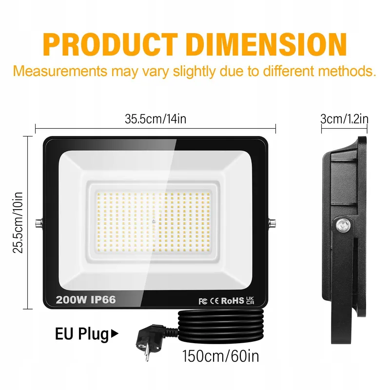 RI LED Schijnwerper Buiten Waterdicht Warmwit 2x200W IP66 — foto 2