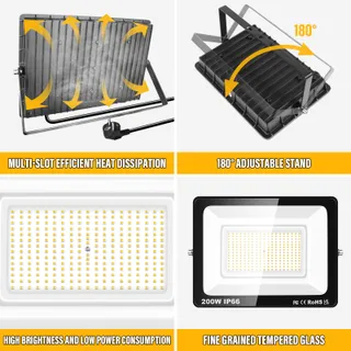 RI LED Schijnwerper Buiten Waterdicht Warmwit 2x200W IP66 — miniatuur 3