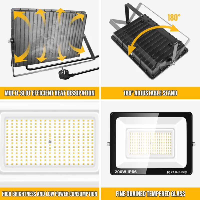 RI LED Schijnwerper Buiten Waterdicht Warmwit 2x200W IP66 — foto 3
