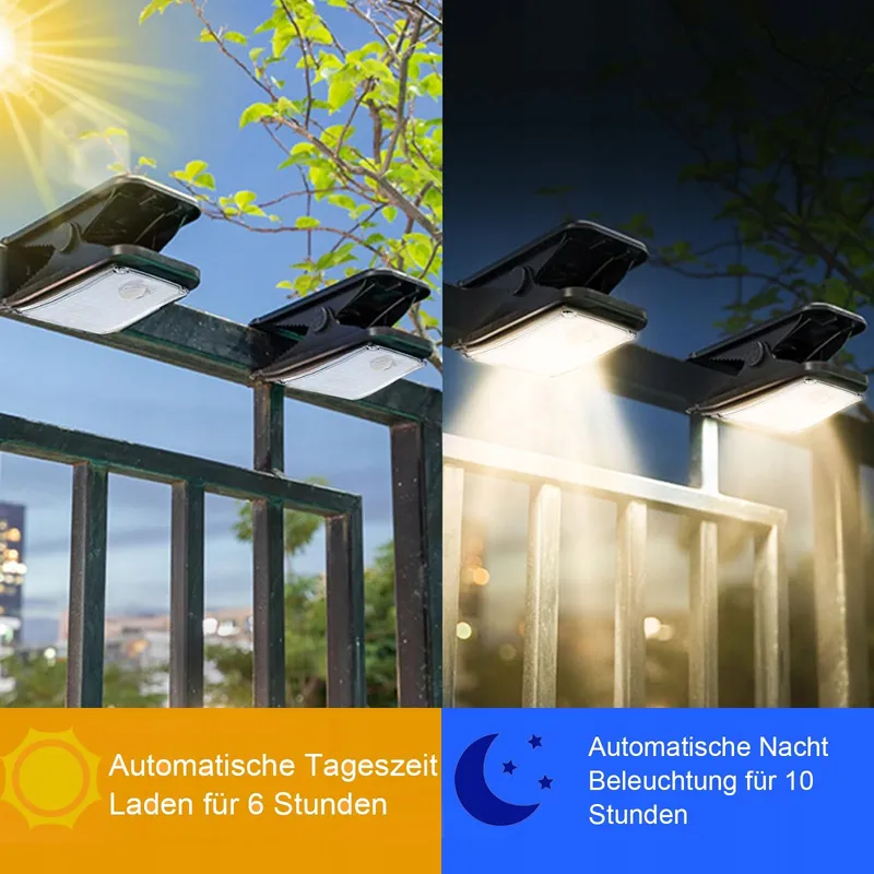 HQYNSS Set 2 Solarlampen Met Bewegingssensor Terras Tuin 1500mAh — foto 2