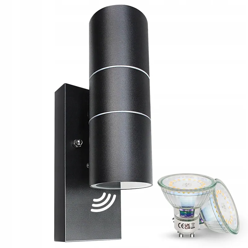 WONDLU LED Buitenwandlamp Zwart Schemersensor GU10 IP44 — foto 1