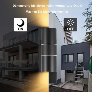 WONDLU LED Buitenwandlamp Zwart Schemersensor GU10 IP44 — miniatuur 3