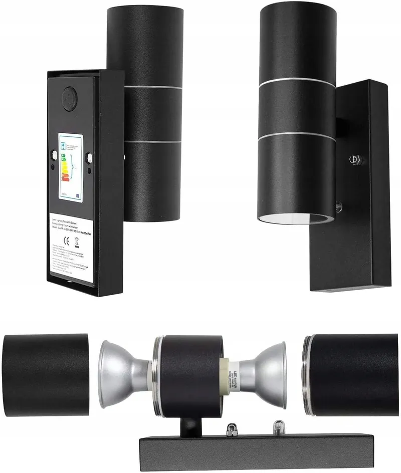 WONDLU LED Buitenwandlamp Zwart Schemersensor GU10 IP44 — foto 8