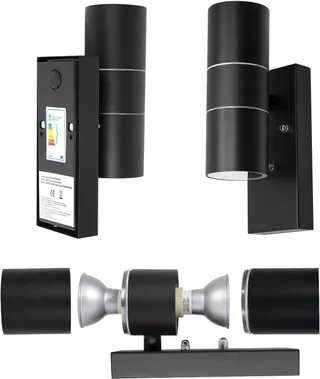 WONDLU LED Buitenwandlamp Zwart Schemersensor GU10 IP44 — miniatuur 9