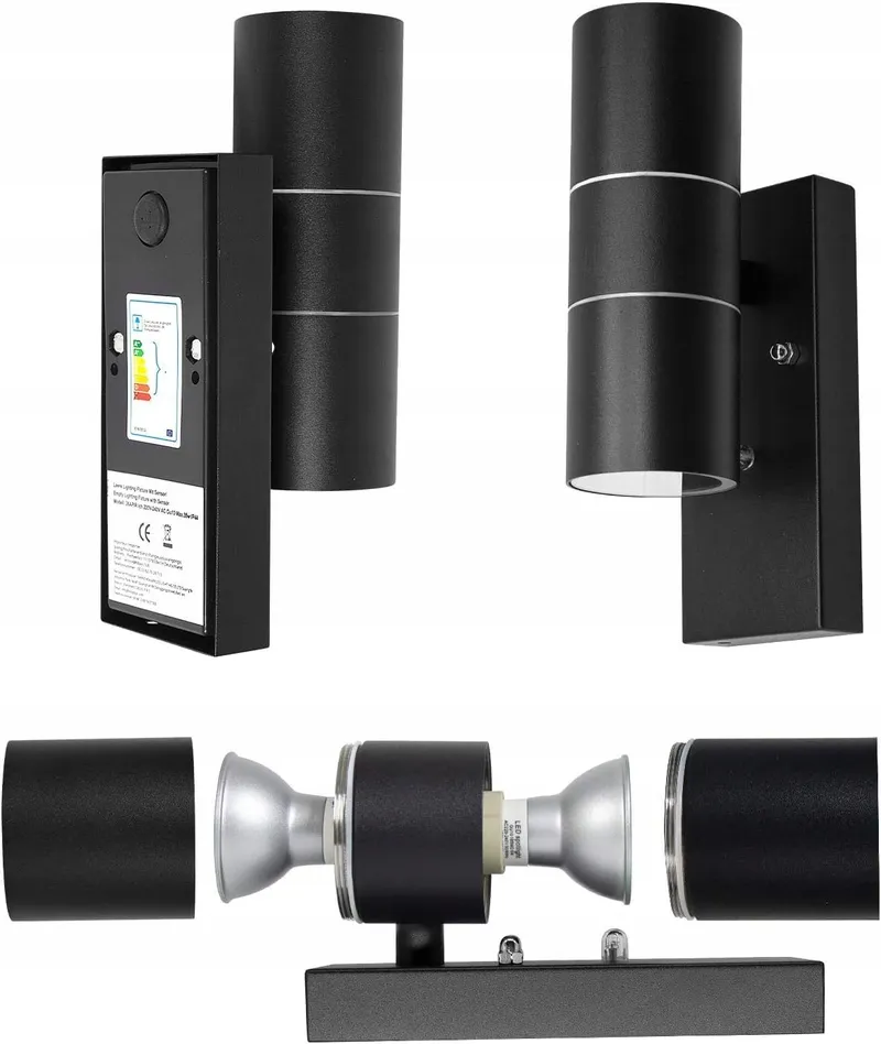 WONDLU LED Buitenwandlamp Zwart Schemersensor GU10 IP44 — foto 9