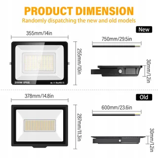 RIGI LED Schijnwerper Waterdicht Tuin Garage Warm 200W IP66 — miniatuur 2