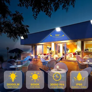 RIGID LED Schijnwerper Waterdicht Tuin Garage Koud Wit 200W IP66 — miniatuur 5