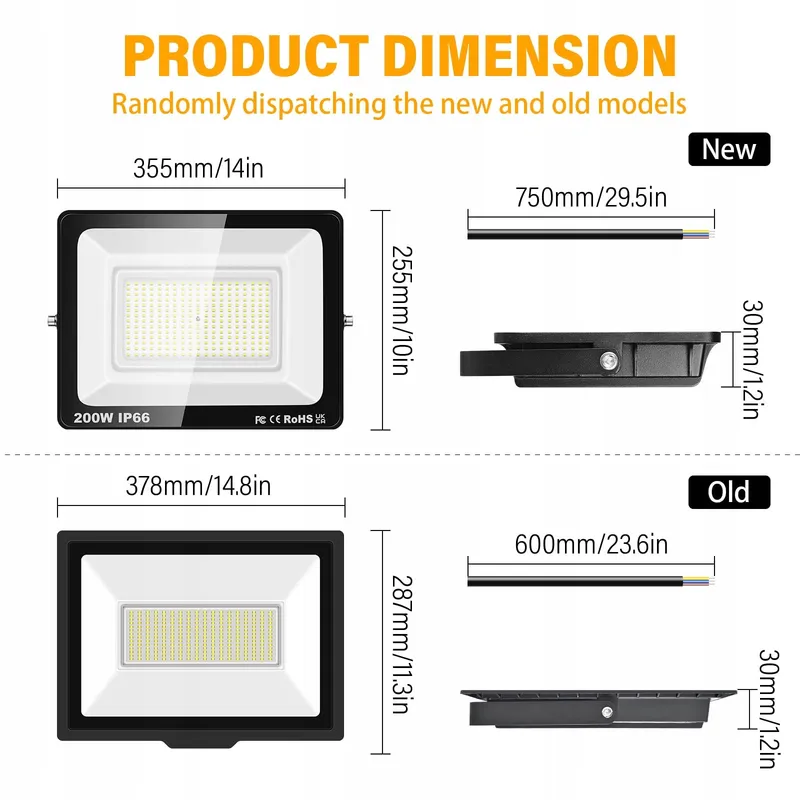 RIGID LED Schijnwerper Waterdicht Tuin Garage Koud Wit 200W IP66 — foto 2