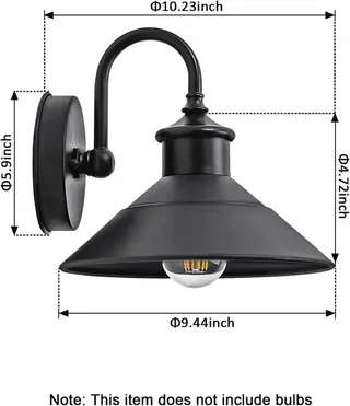 GVOREE Buitenwandlamp Vintage Industrieel Metaal Zwart E27 — miniatuur 2