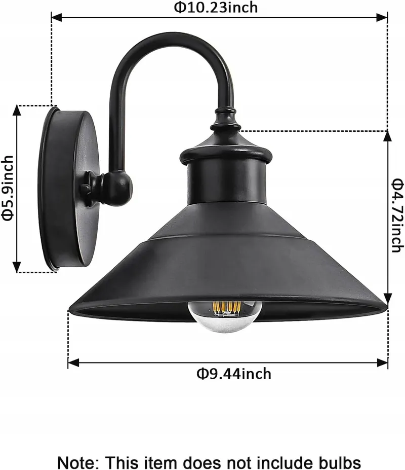 GVOREE Buitenwandlamp Vintage Industrieel Metaal Zwart E27 — foto 2