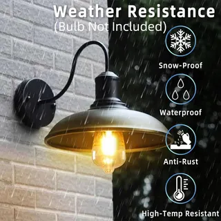WYQSX Industriële Buitenwandlamp Zwart Aluminium E27 IP65 — miniatuur 2