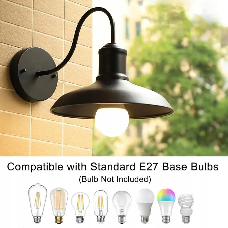 WYQSX Industriële Buitenwandlamp Zwart Aluminium E27 IP65 — foto 5
