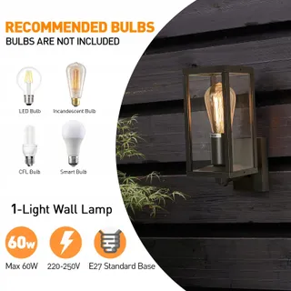 HLFVLITE Buitenwandlamp Aluminium Glas Modern E27 60W — miniatuur 3